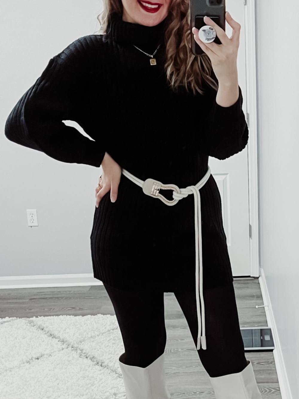 Black turtle neck dress